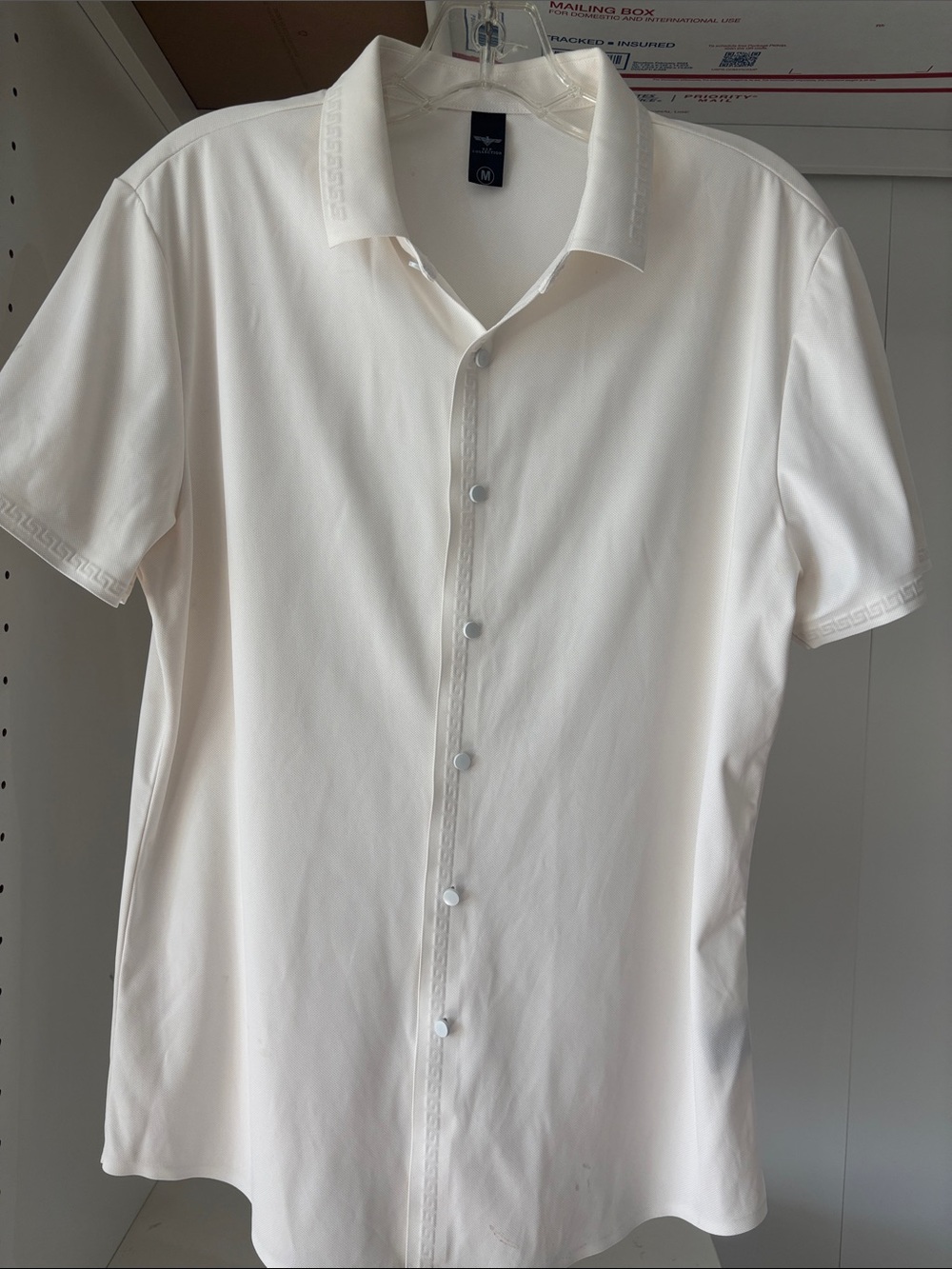 Van Heusen Cream Short-Sleeve Button-Down Sport Shirt